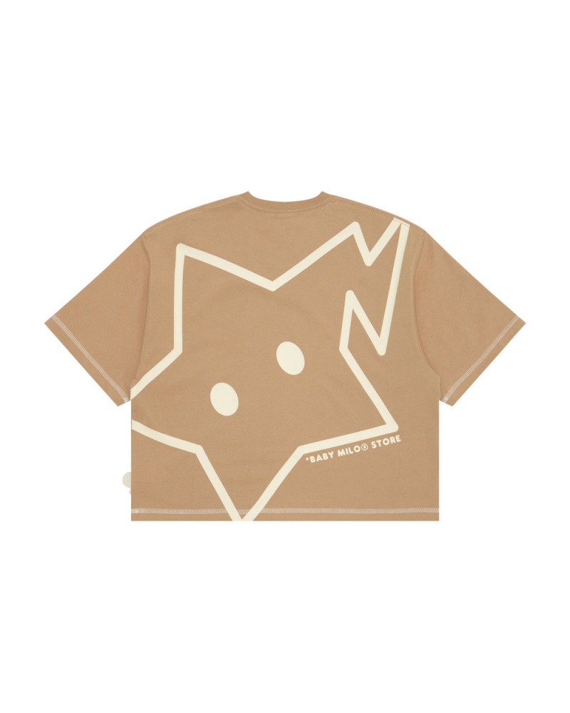 T Shirts Bape Logo crop fit Beige Femme | OAO-97424621